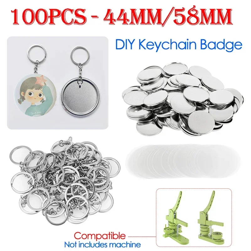 100 pièces 44mm 58mm porte-clé - Button Badge Blank avis et prix